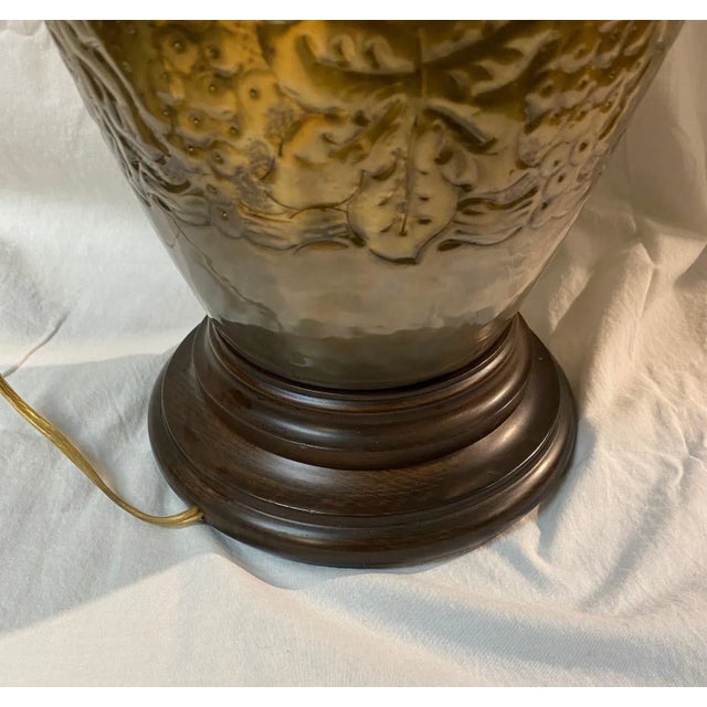 Frederick Cooper Vintage 80's Lamp With Large Brass Center and Wood Base For Sale - Image 4 of 13
