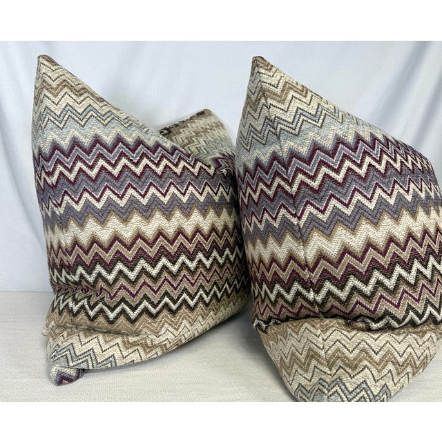 Transitional Anzea Fabrics "Uptick" in Confidence 22" Pillows-a Pair For Sale - Image 3 of 3