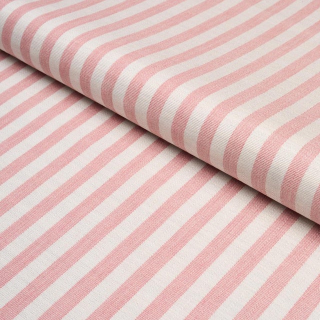 SAMPLE - Schumacher Hanson Indoor/Outdoor Stripe Narrow Fabric In Pink For Sale