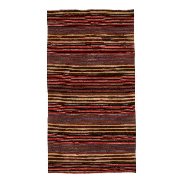 Mid 20th Century Striped Vintage Turkish Kilim Rug For Sale