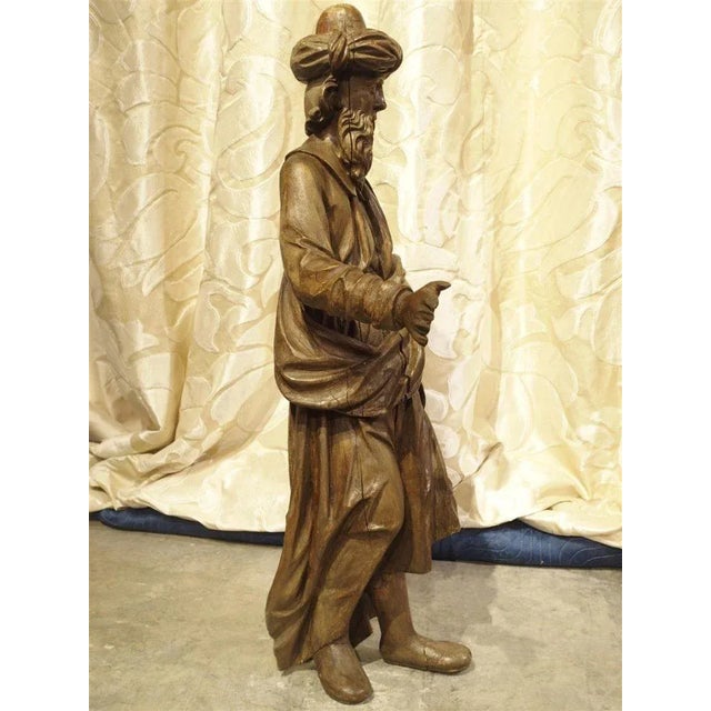 18th Century Carved Wooden Statue From France For Sale - Image 9 of 13