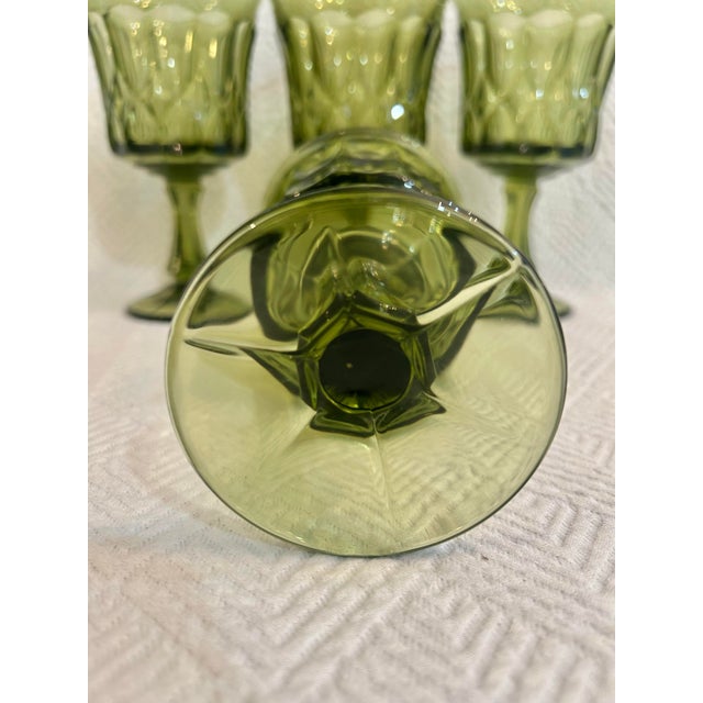 Glass Late 20th Century Noritake Perspective-Green Pressed Glass Water Goblets - A Set of 4 For Sale - Image 7 of 7