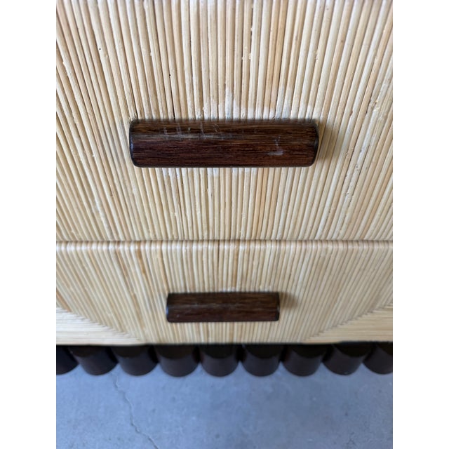 John Hutton for Donghia Scallop Mahogany & Rush Cane Nightstand For Sale - Image 9 of 12