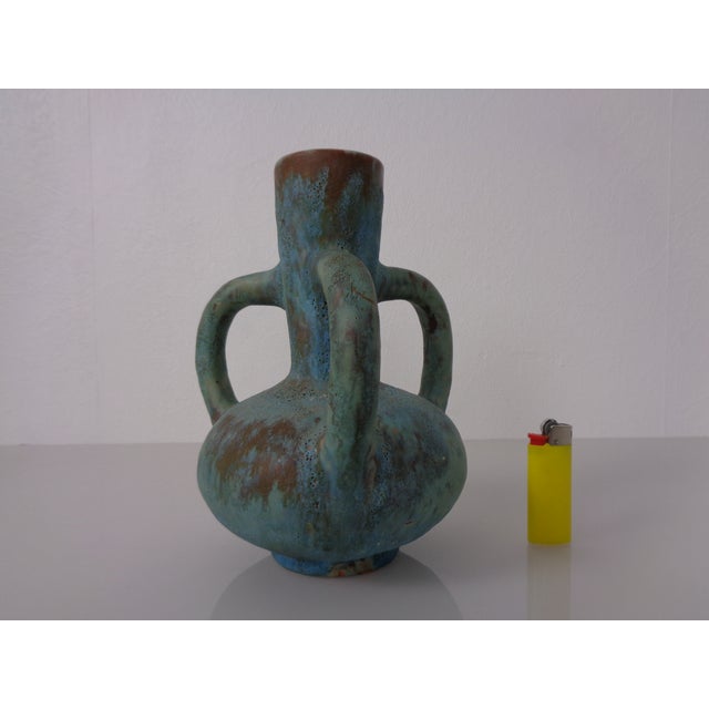 Mid-Century Modern German Studio Ceramic Handle Vase by Lu & Gerd Grove, Lübeck, 1960s For Sale - Image 3 of 18