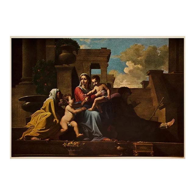 1955 After Nicolas Poussin "The Holy Family on the Steps", Vintage Full-Color Print For Sale
