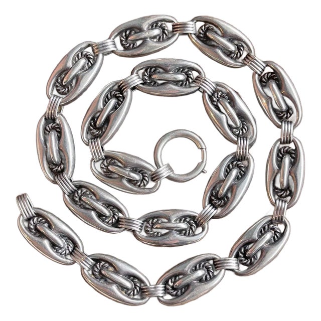 Late 19th Century Antique Victorian Silver Link Collar Necklace For Sale