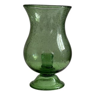 Green Blown Glass Candleholder from the Biot Glassworks For Sale