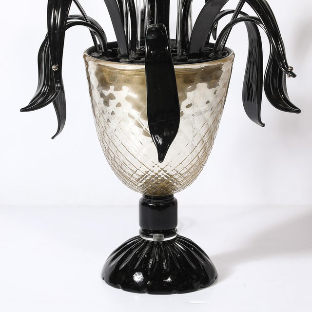 Mid-Century Expansive Leaf Form Handblown Murano Glass & 24kt Gold Fleck Uplight For Sale - Image 4 of 18