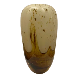 Large Midcentury Murano Art Glass Vase, Beige & Amber Attrib. To Fratelli Toso