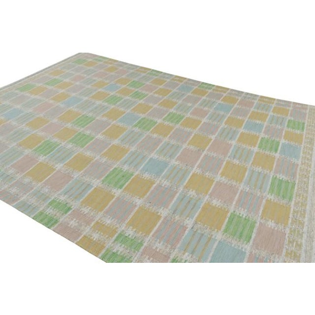 2010s Rug & Kilim’s Scandinavian Style Rug in Beige With Colorful Geometric Patterns For Sale - Image 5 of 8