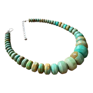 Modernist Graduated Turquoise + Sterling Silver Necklace