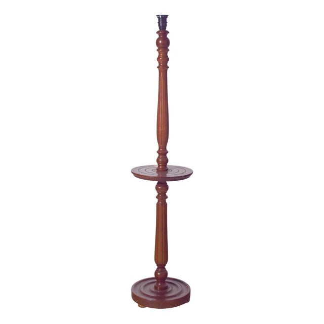 Brown Danish Wooden Floor Lamp with Integrated Table, 1950 For Sale - Image 8 of 8