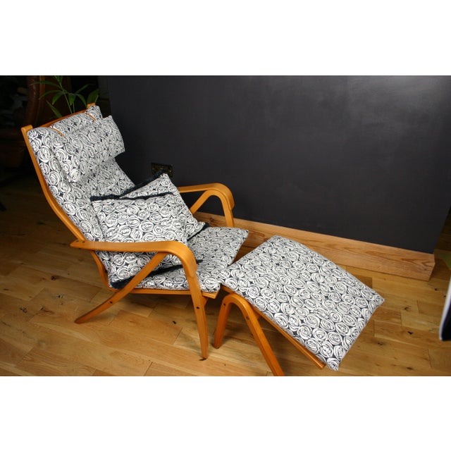 Set of Vintage Chair with Footstool by Simo Heikkila for Ikea, 1990s, in Very Good conditions. Designed 1990 to 1999 This...