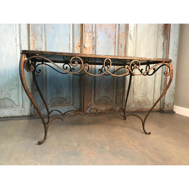 Glass French Art Deco Wrought Iron Dining Table with Black Colored Glass, 1930s For Sale - Image 7 of 18