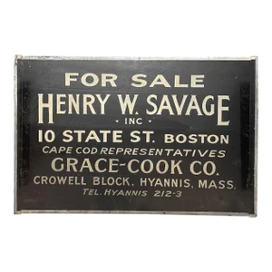 Original Henry W Savage Boston Cape Cod Hyannis Real Estate Painted Wood Sign