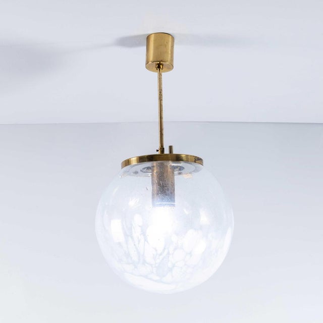 Large White Mottled Glass Ceiling Lamp, 1950s For Sale - Image 3 of 9