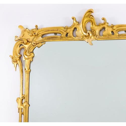 Glass Large Antique 19th Century Rococo Revival Giltwood Wall Mirror, 1850s For Sale - Image 7 of 12