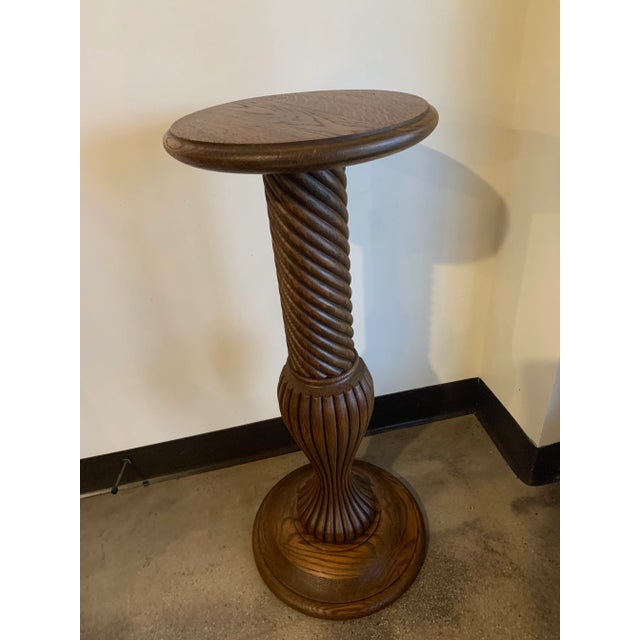 Beautiful Spiral Oak Plant Stand For Sale - Image 10 of 10