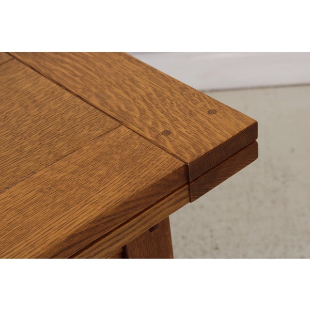 1990s Stickley Drawleaf Mission Oak Dining Room Table For Sale - Image 5 of 18