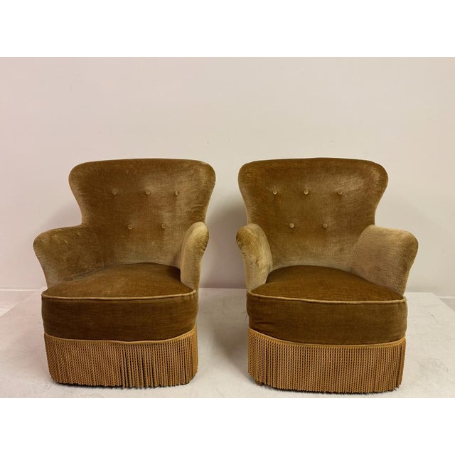 Set of Danish Lounge Chairs with Fringe Skirts, 1950s For Sale - Image 4 of 16