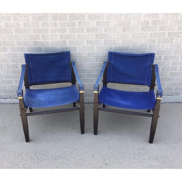 1960s Blue Safari Folding Chairs by Gold Medal Folding Furniture