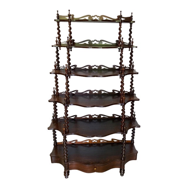 19th Century Walnut Barley Twist Bookcase Etagere For Sale