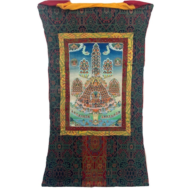 'The Refuge Tree' Thangka Silk Painting, Brocade Framed, Tibetan Textile Wall Hanging For Sale - Image 10 of 10