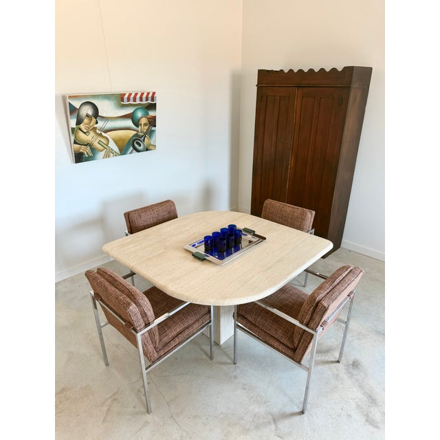 1960s Newly Upholstered Minimalist Milo Baughman-Style Chrome Armchairs, Set of 4 For Sale - Image 5 of 18