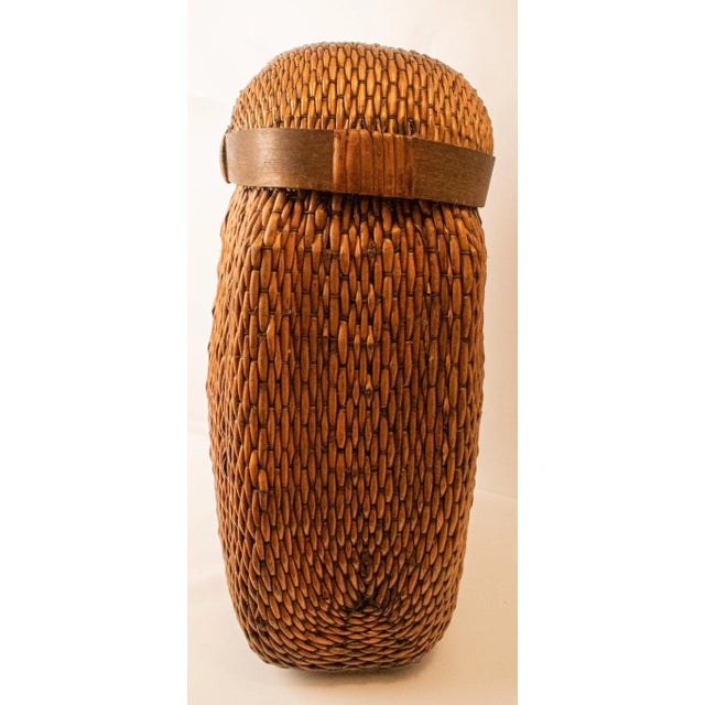 Mid-Century Modern Canister Basket With Lid Wicker Medium For Sale - Image 3 of 10