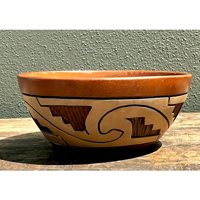 Vintage Abstract Geometric Ceramic Bowl For Sale - Image 10 of 12