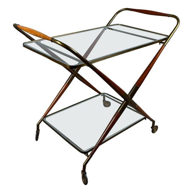 Mid-Century Rosewood and Brass Bar Cart in the style of Cesare Lacca, 1950s For Sale - Image 16 of 16