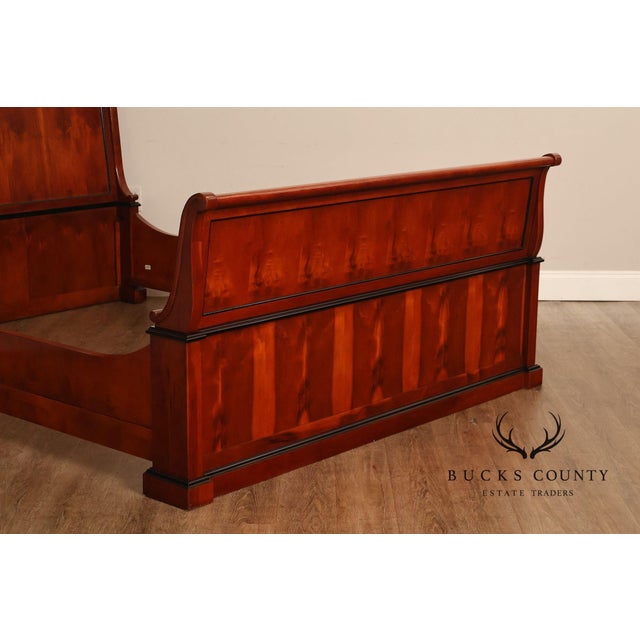 Century Furniture Biedermeier Style Yew Wood Queen Sleigh Bed For Sale - Image 15 of 18