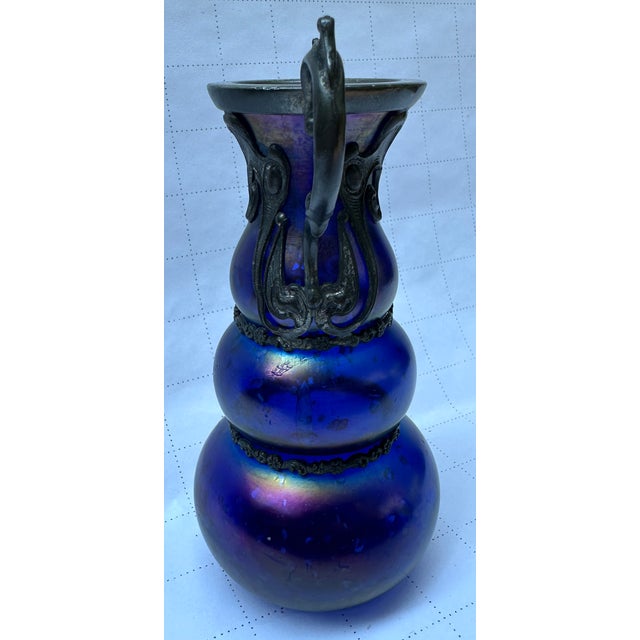 1900 - 1909 Art Nouveau Bohemian Jugendstil Silver Inclusions Glass Vase For Sale - Image 5 of 9