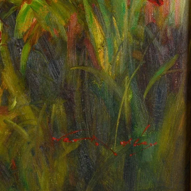 Late 20th Century Framed Signed Vera Oxley Floral Estuary Oil on Canvas For Sale - Image 4 of 8