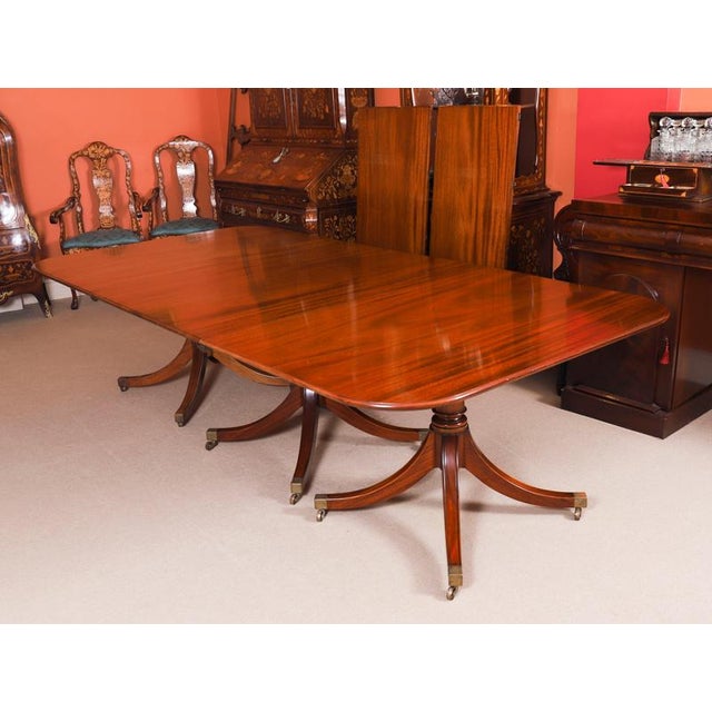 Wood Vintage Triple Pillar Dining Table by William Tillman, 1980s For Sale - Image 7 of 18
