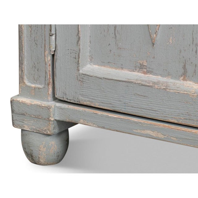 French Provincial Sideboard with a Distressed Blue-Grey Finish For Sale In Raleigh - Image 6 of 11