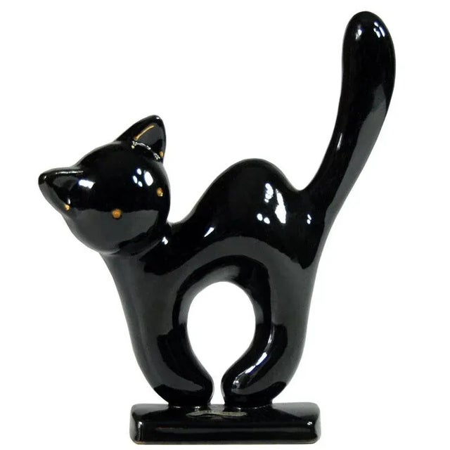 Black Belgian Art Deco Ceramic Cat Figurine, 1930s For Sale - Image 8 of 8