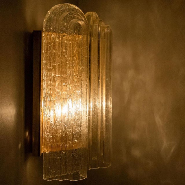 Art Deco Blown Glass & Brass Wall Sconce attributed to Doria, 1960s For Sale - Image 14 of 15