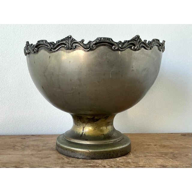 Neoclassical Vintage Regency Monumental Distressed Plate Bowl For Sale - Image 3 of 10
