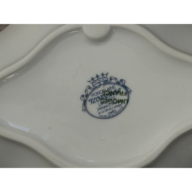 1970s Limoges “Flore” Scalloped Porcelain Dish With Gold Trim For Sale - Image 6 of 6