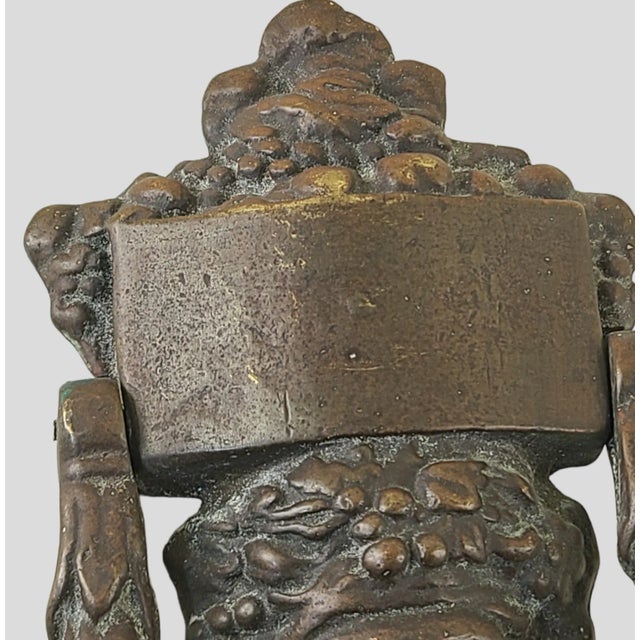 Antique Early 1800s Neoclassical Figural Heavy Bronze Doorknocker For Sale - Image 6 of 7