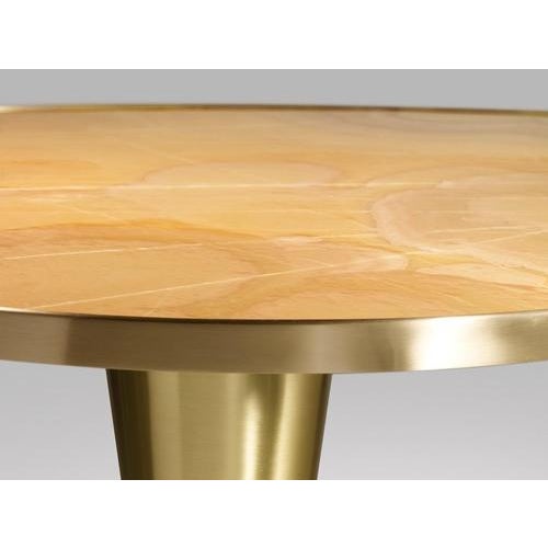 Contemporary Onyx and Brass Satellite Dining Table by Atelier Terrai For Sale - Image 3 of 9