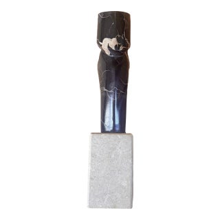 Mid-Century Black Portico Marble Figurative Sculpture Signed For Sale