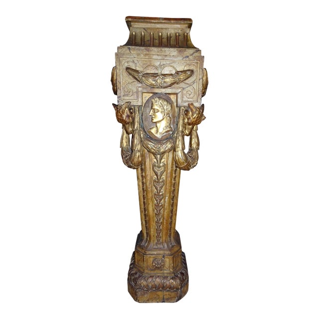 19th Century French Gilt & Painted Pedestal For Sale