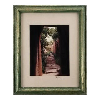 Vintage Photograph of Garden Through Arch - Green Frame For Sale