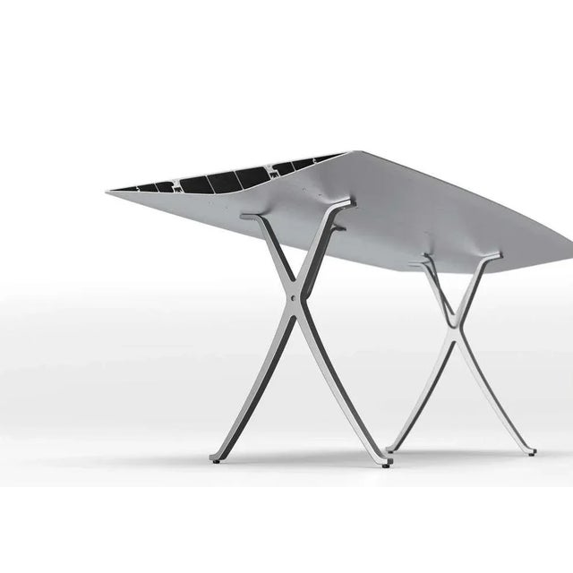 Outdoor garden table b 90cm anodized silver top with aluminum legs materials: aluminium dimensions: d 90 cm x w 300 cm x h...