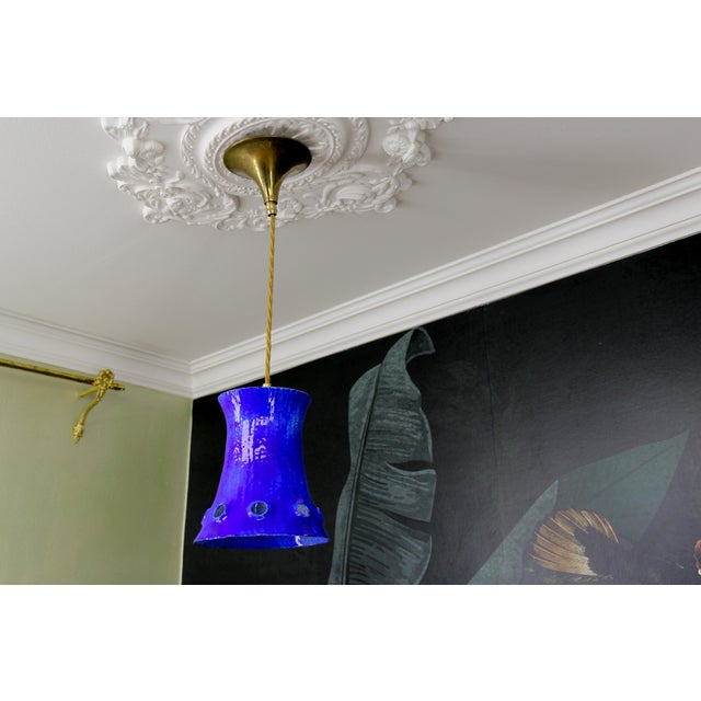 Blue Mid-Century Modern Blue Enameled Iron Pendant Light, 1960s For Sale - Image 8 of 18