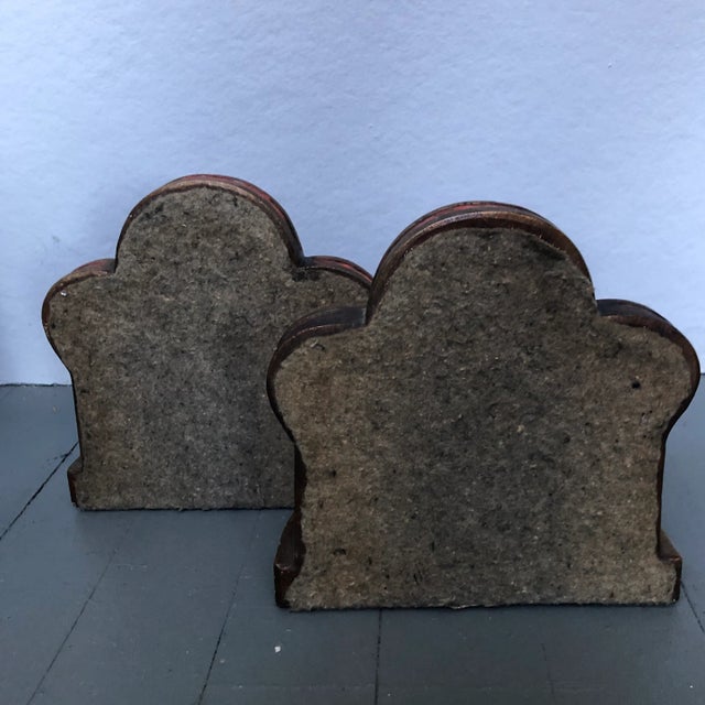 Art Deco Original Vintage Art Deco Orientalist Romantic Female Figure Painted Plaster Bookends 1930’s For Sale - Image 3 of 6