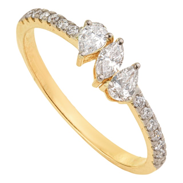 14k Yellow Gold 0.42ct Mixed-Cut Diamond Cluster Ring Size 4 by VRJewels For Sale
