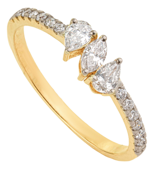 14k Yellow Gold 0.42ct Mixed-Cut Diamond Cluster Ring Size 4 by VRJewels
